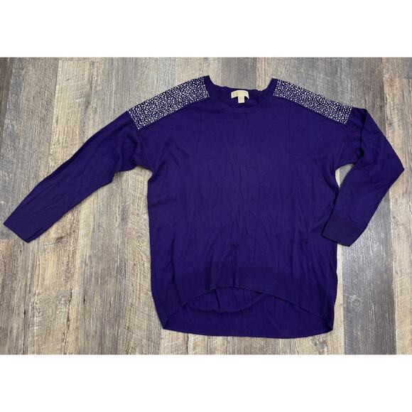 Michael Kors Women's XL Purple Sweater with Embellished Shoulders - Picture 1 of 8